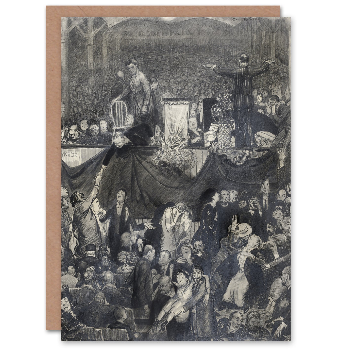 George Bellows The Sawdust Trail Pencil Drawing Art Greeting Card