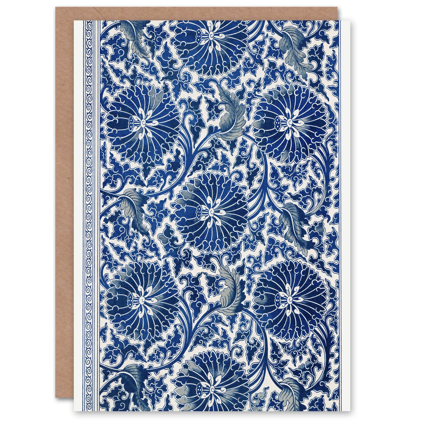 Owen Jones Art Nouveau Flower Pattern in Blue Art Greeting Card
