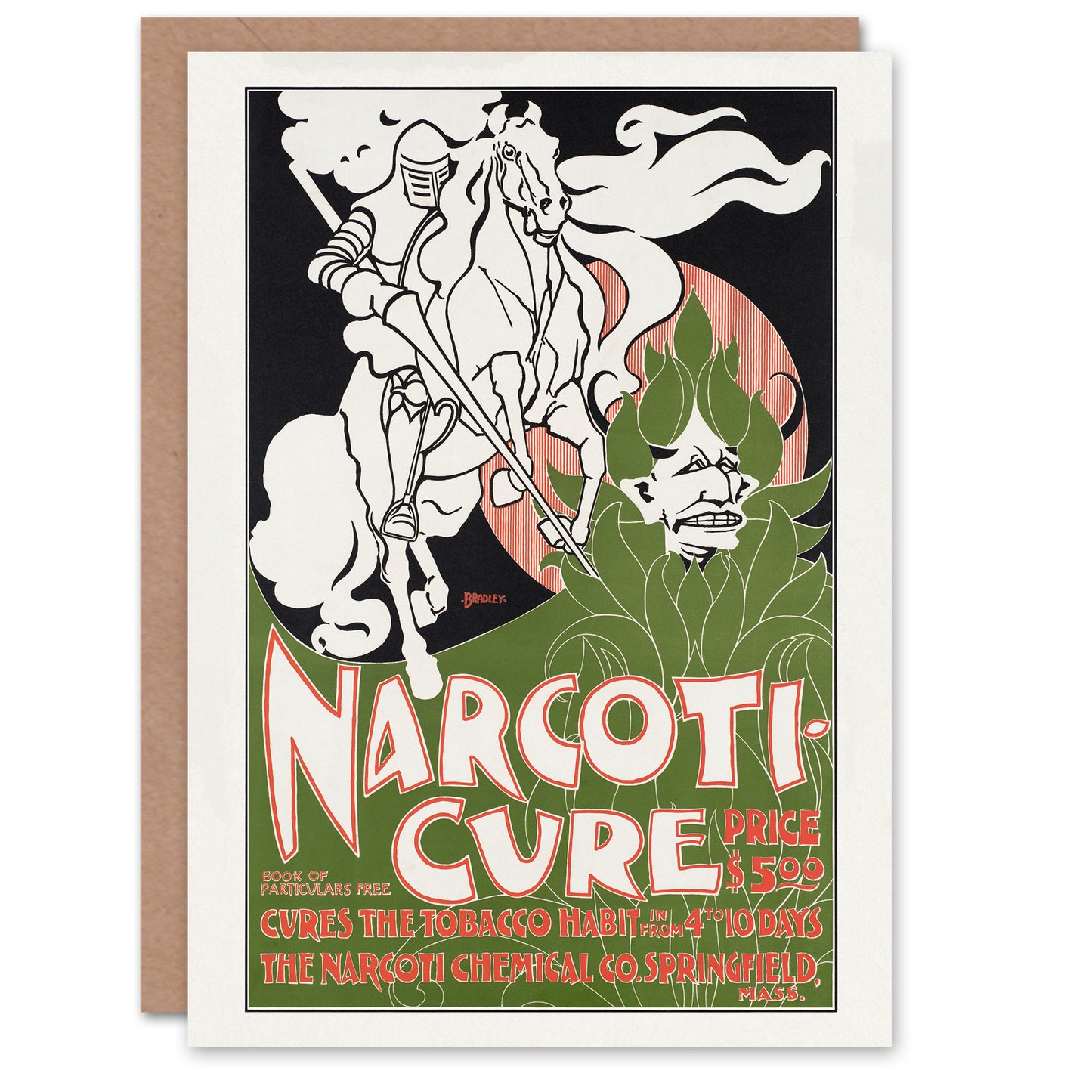 Will H Bradley Narcoticure Vintage Advert Art Greeting Card