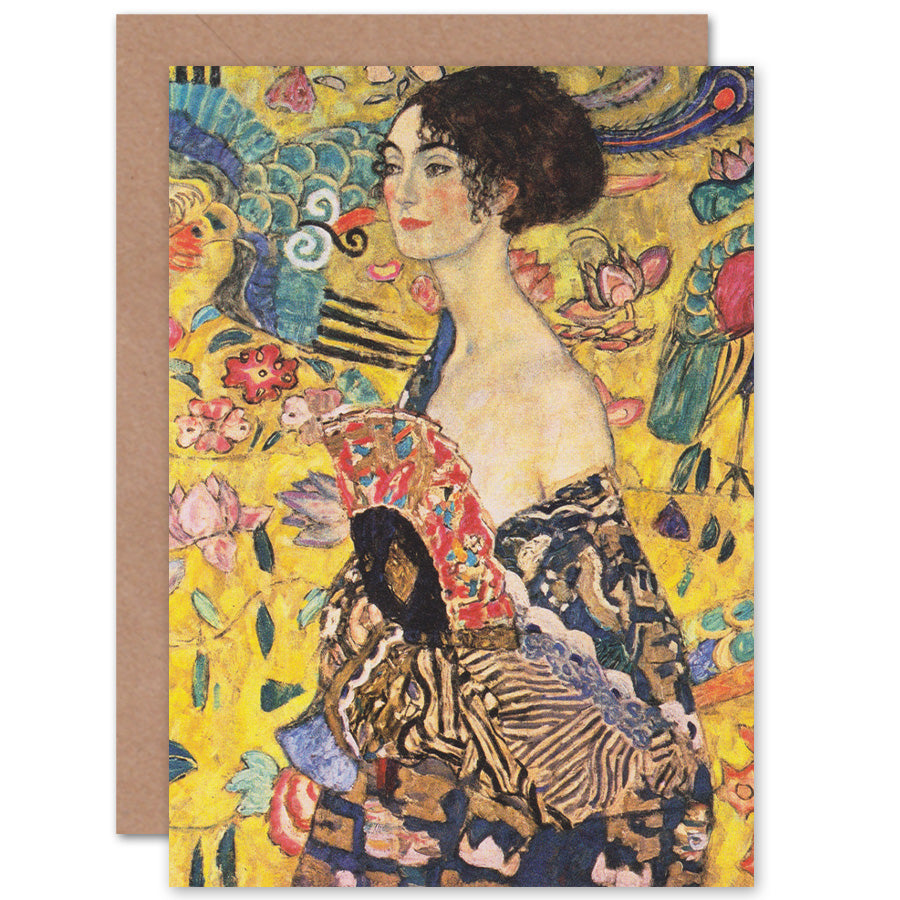 Klimt Lady With Fan Painting Fine Art Greeting Card