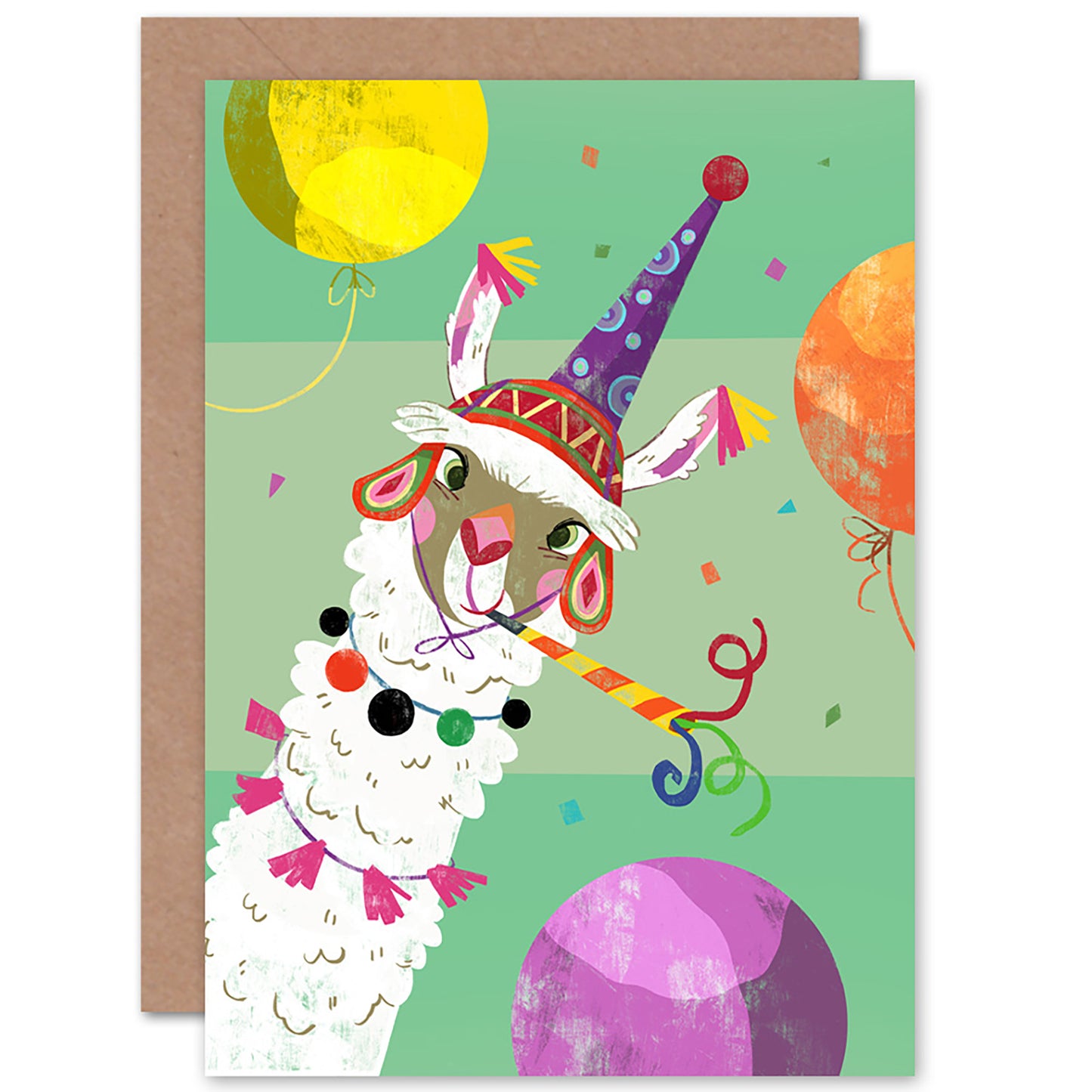 Cute Llama Girls Teen Party Balloons Kids Birthday Card