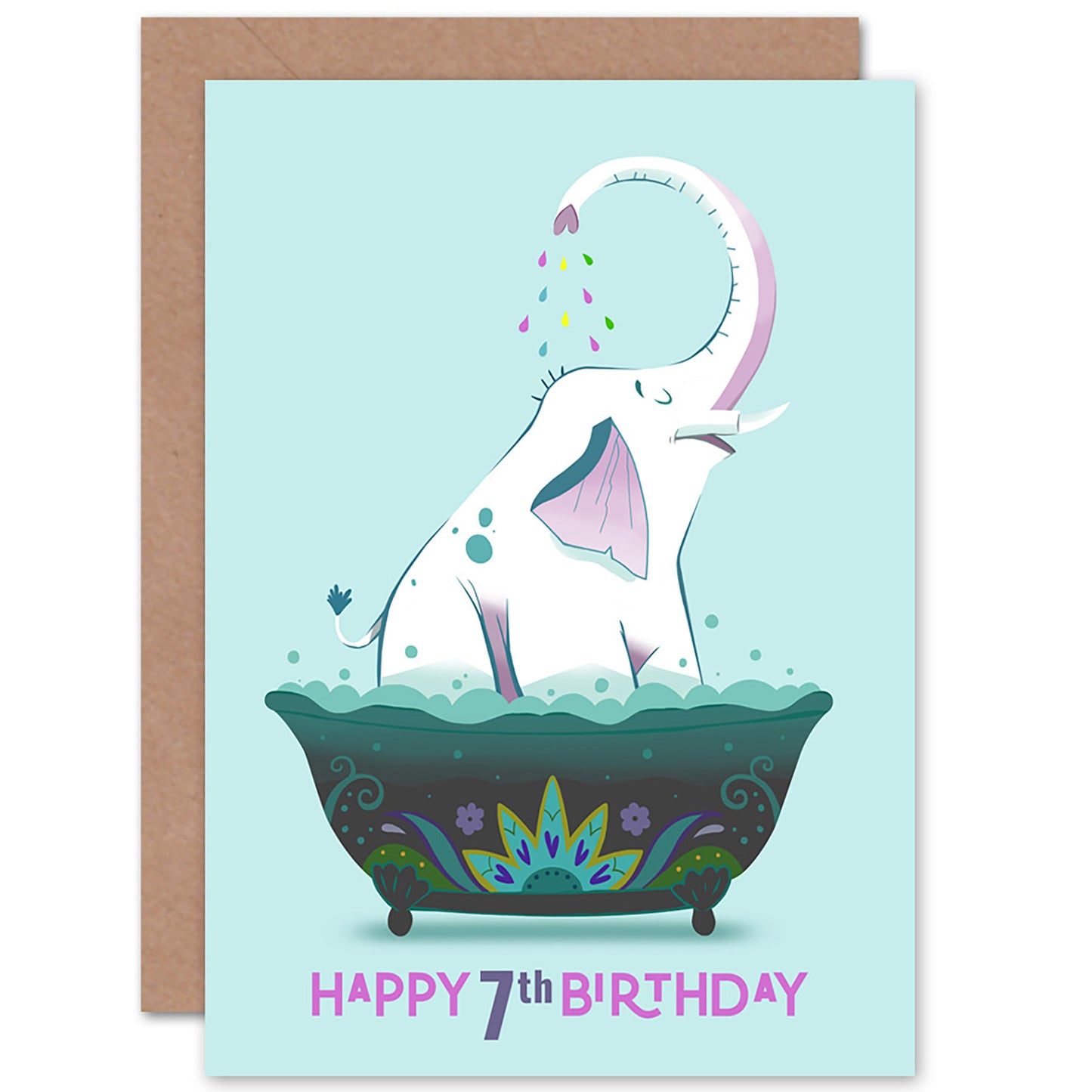 Elephant Bath Birthday Card