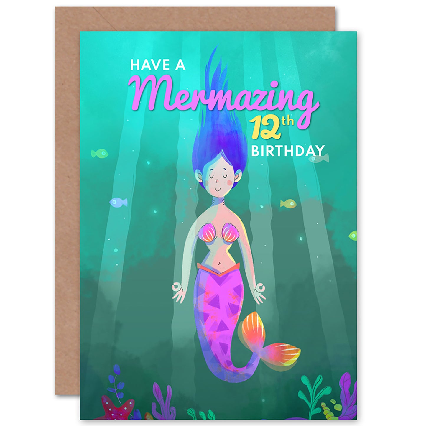 Mermaid Pink Mermazing Birthday Card