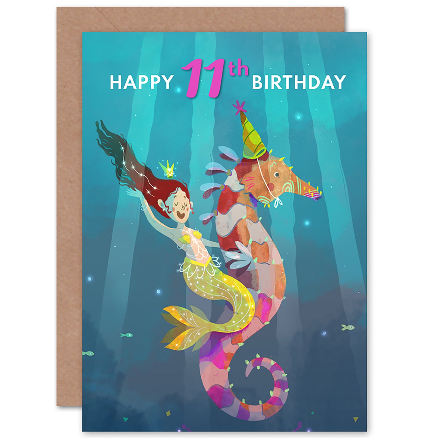 Mermaid Seahorse Birthday Card