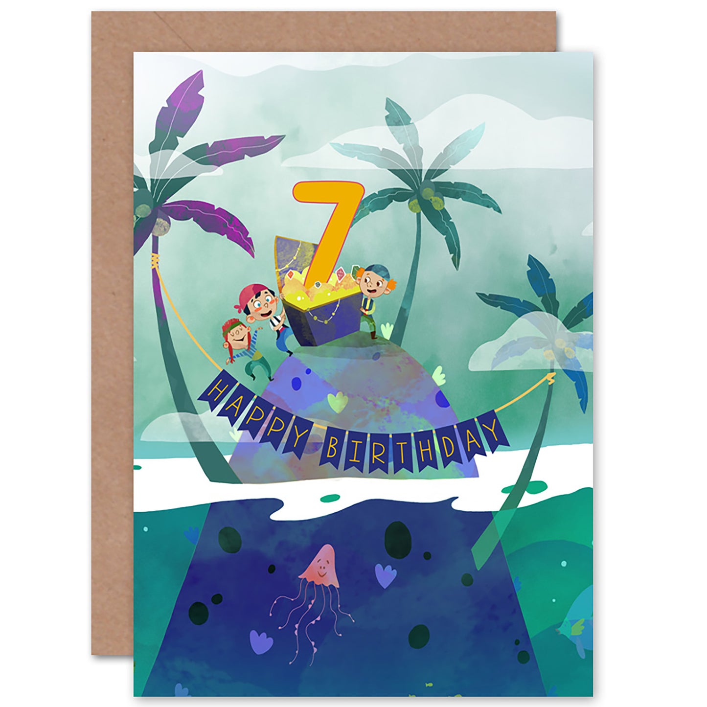 Pirate Treasure Kids Birthday Card