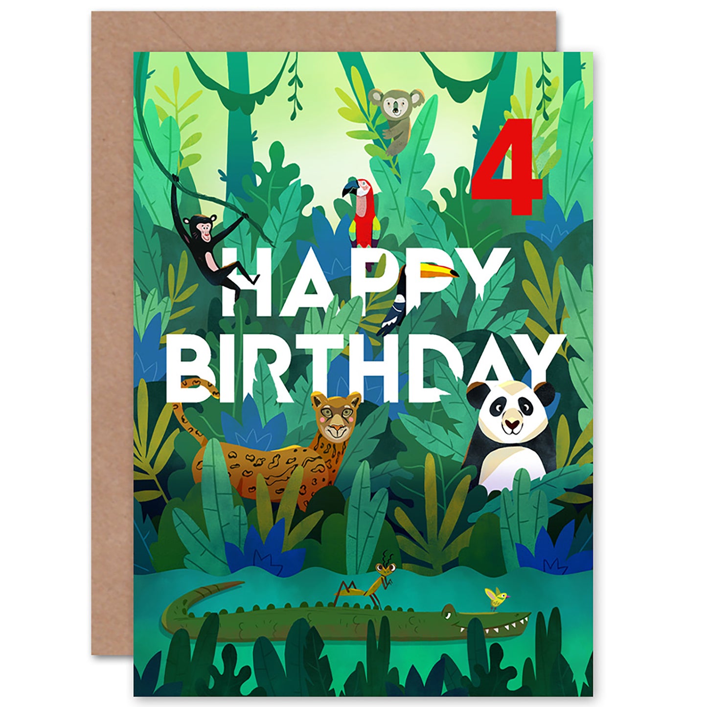 Jungle Animals Kids Birthday Card
