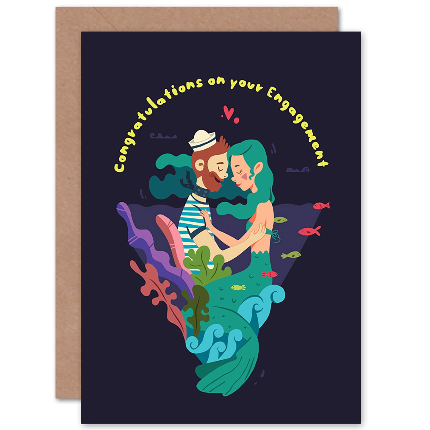 Sailor Mermaid Nautical Love Congratulations Engagement Card