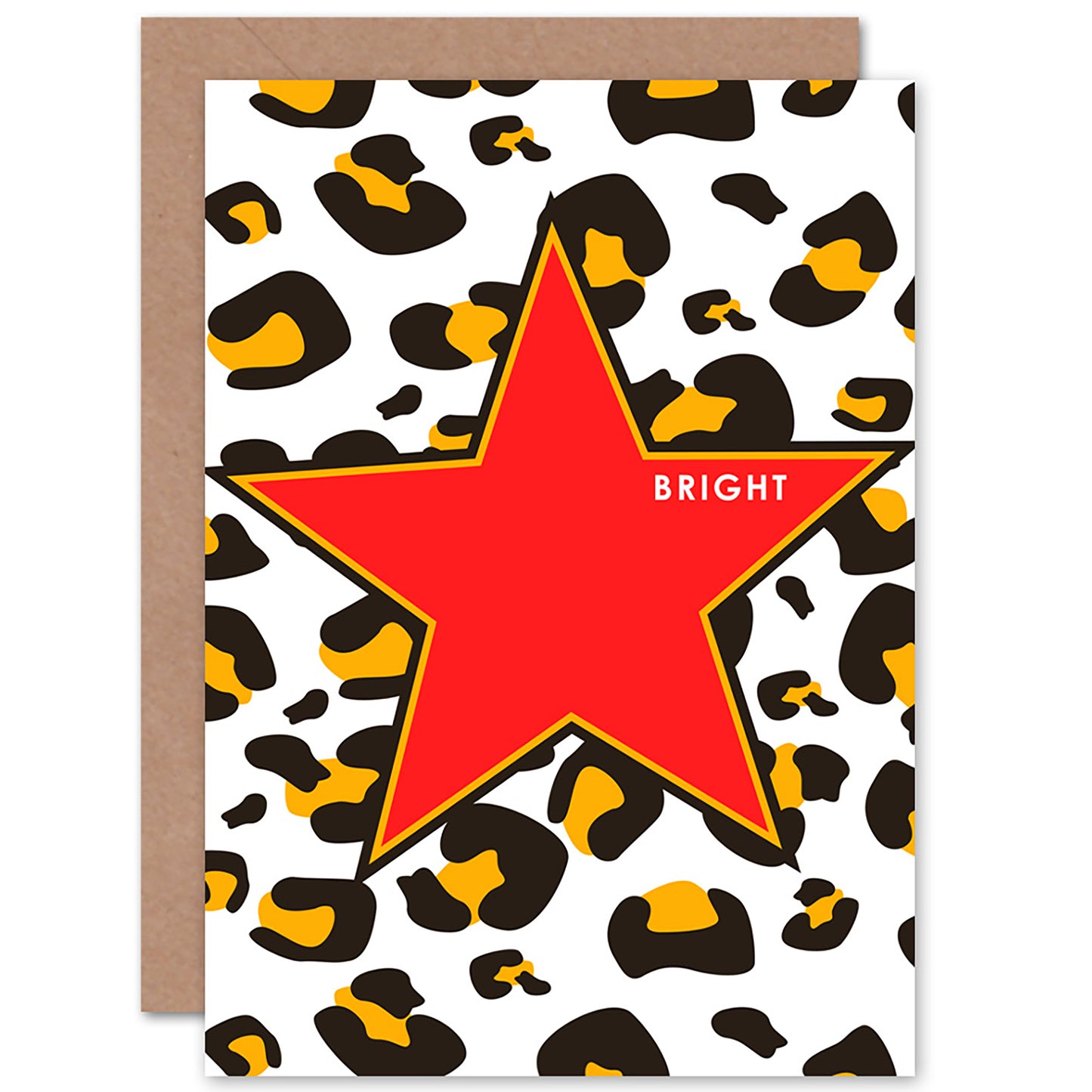 Red Shapes Bright Leopard Quote Greetings Card