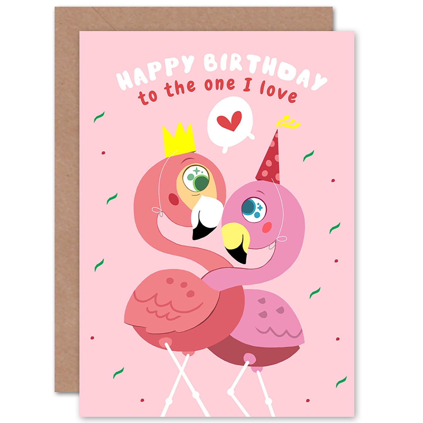 Cute Kawaii Flamingo To The One I Love Birthday Card