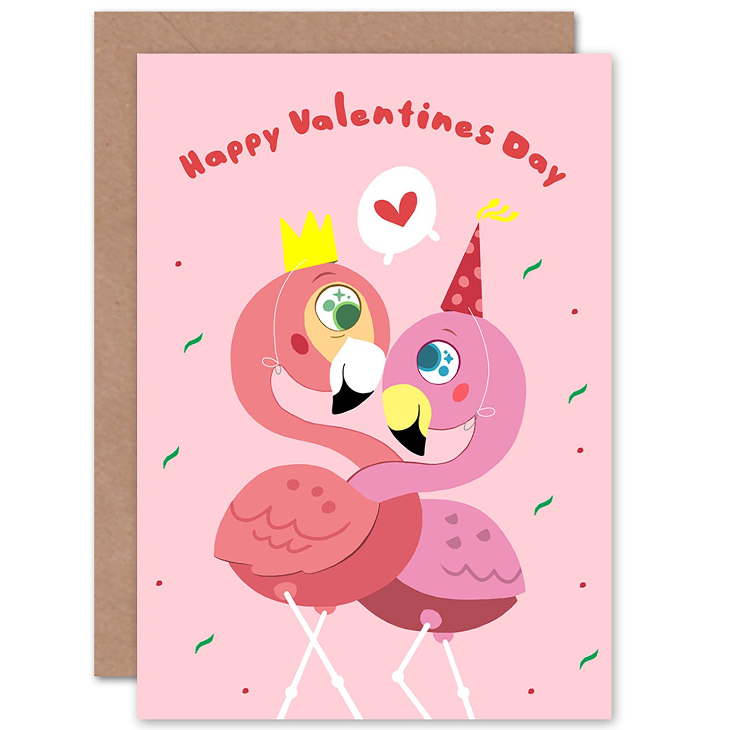 Kawaii Flamingo Anniversary Valentine's Card