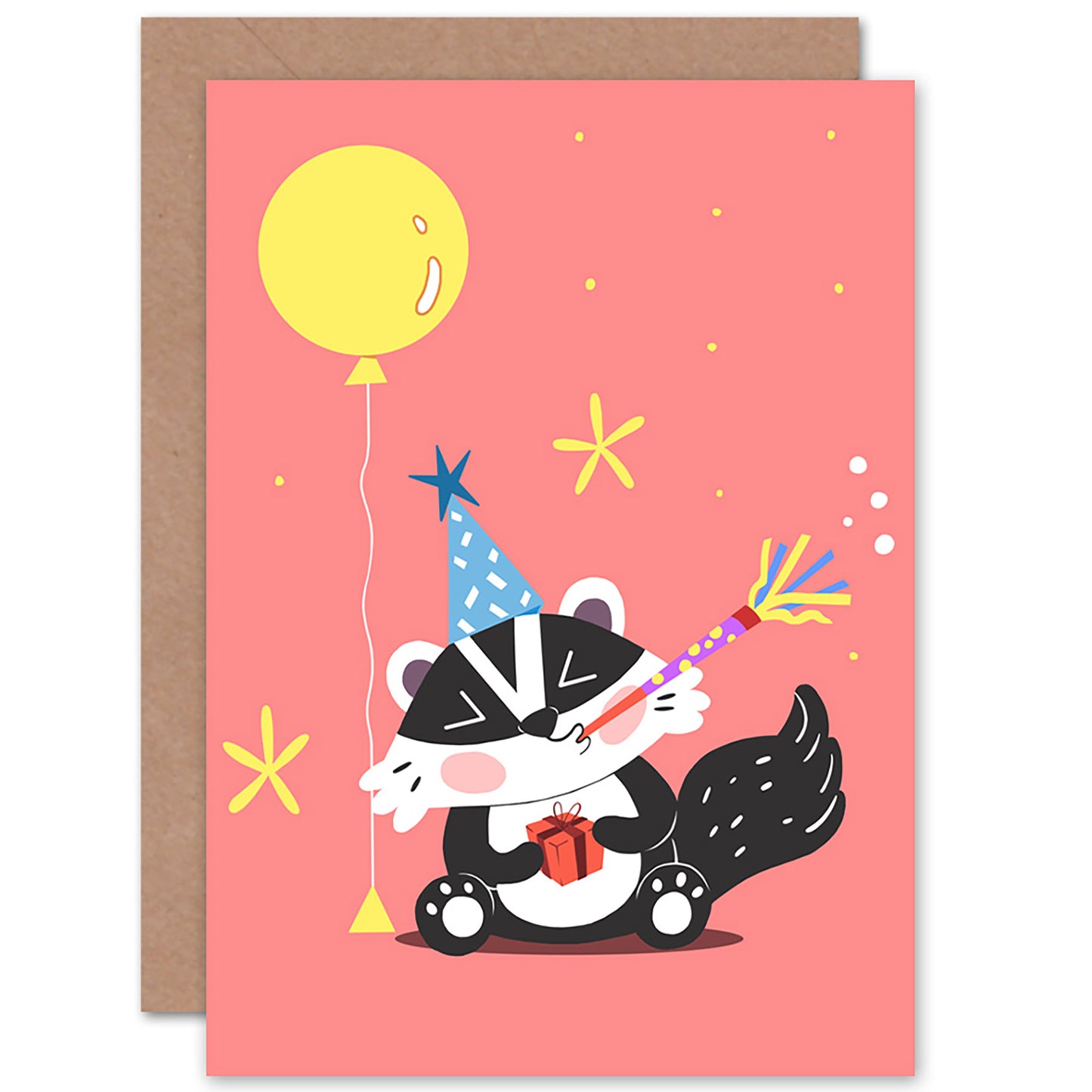 Cute Party Badger Birthday Card