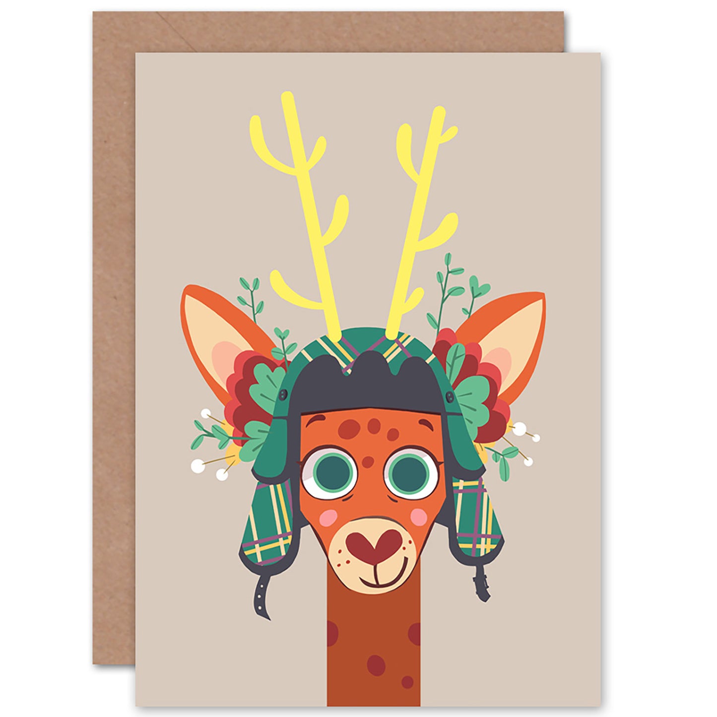 Stag Cartoon With Scottish Tartan Hat Scottish Card