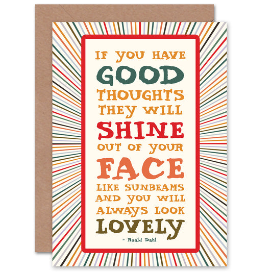 Book Quote Good Thoughts Shine Occasions Greetings Card