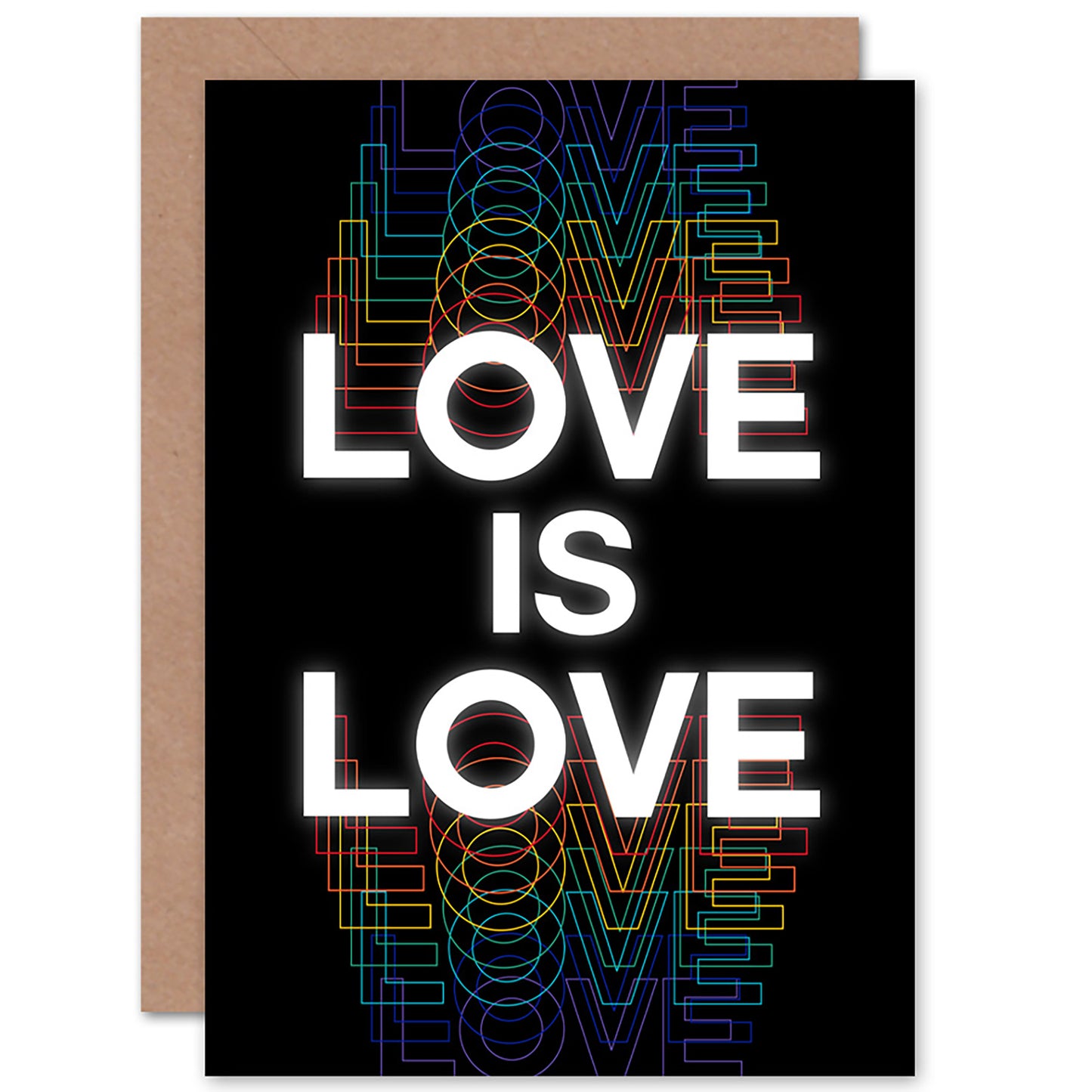 Love Is Rainbow Retro Quote Greetings Card