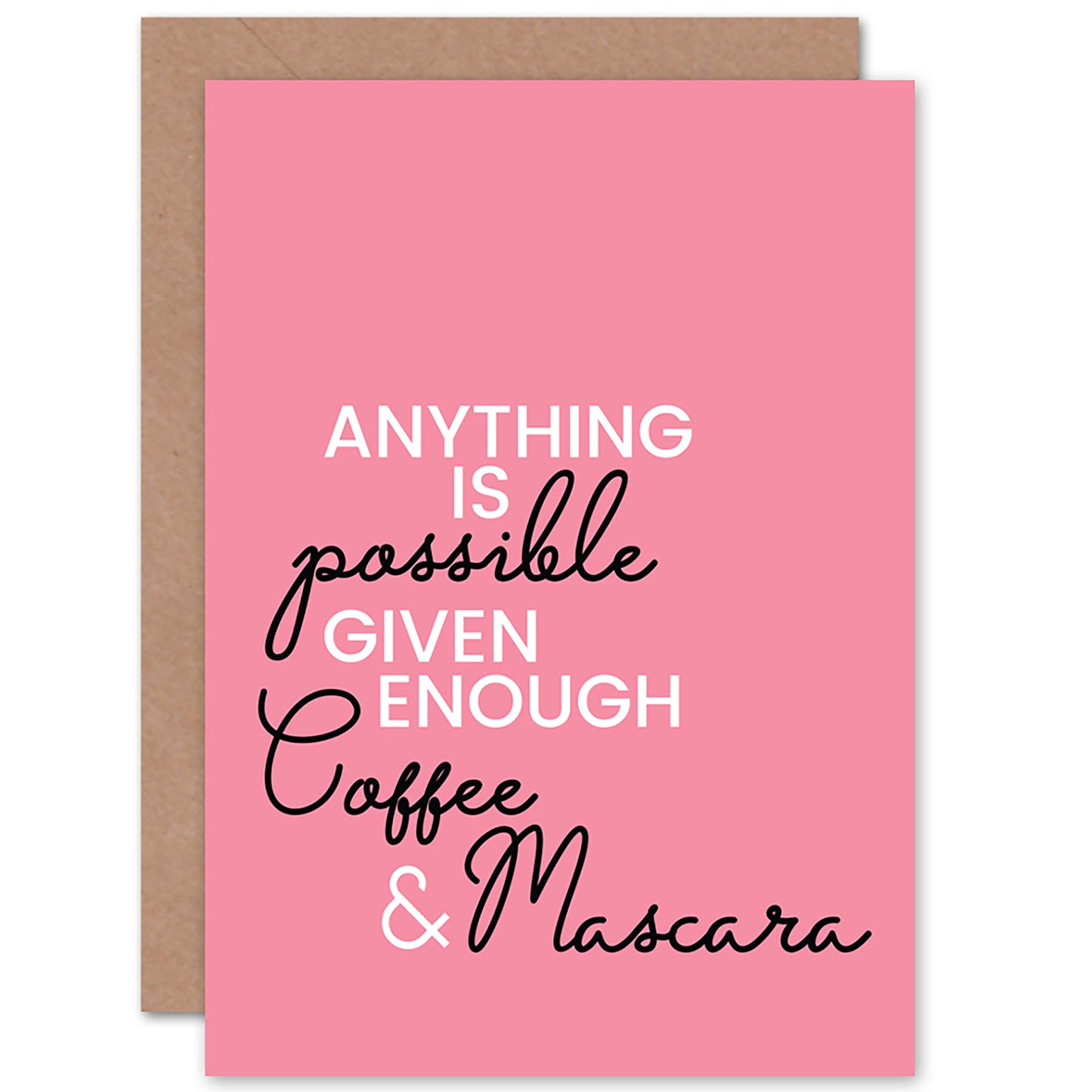 Anything Possible Coffee Mascara Quote Greetings Card