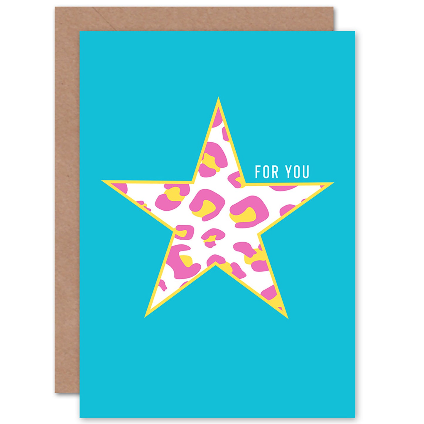 Star For You Leopard Pattern Thank You Card