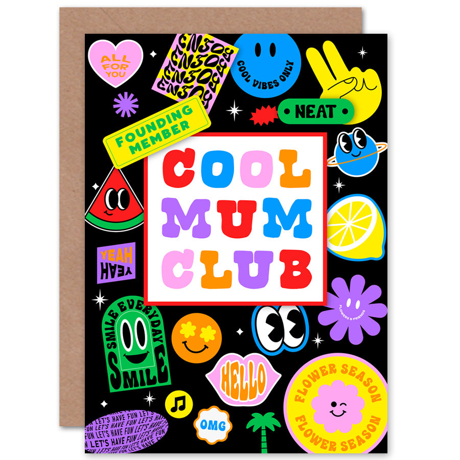 Cool Mum Club Retro Emoji Icon Mother's day Card