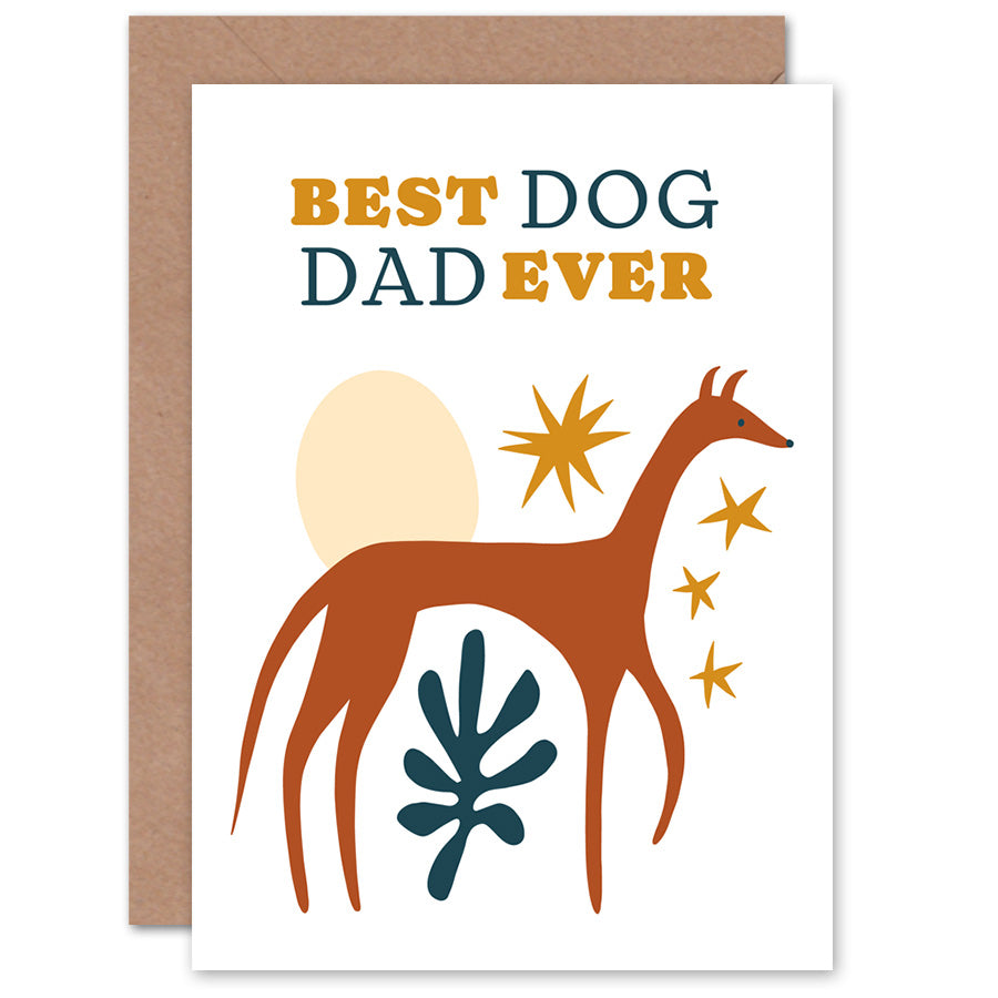 Greyhound Boho Best Ever Dog Dad Father's Day Card