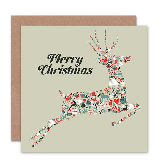Decorative Deer Merry Christmas Card