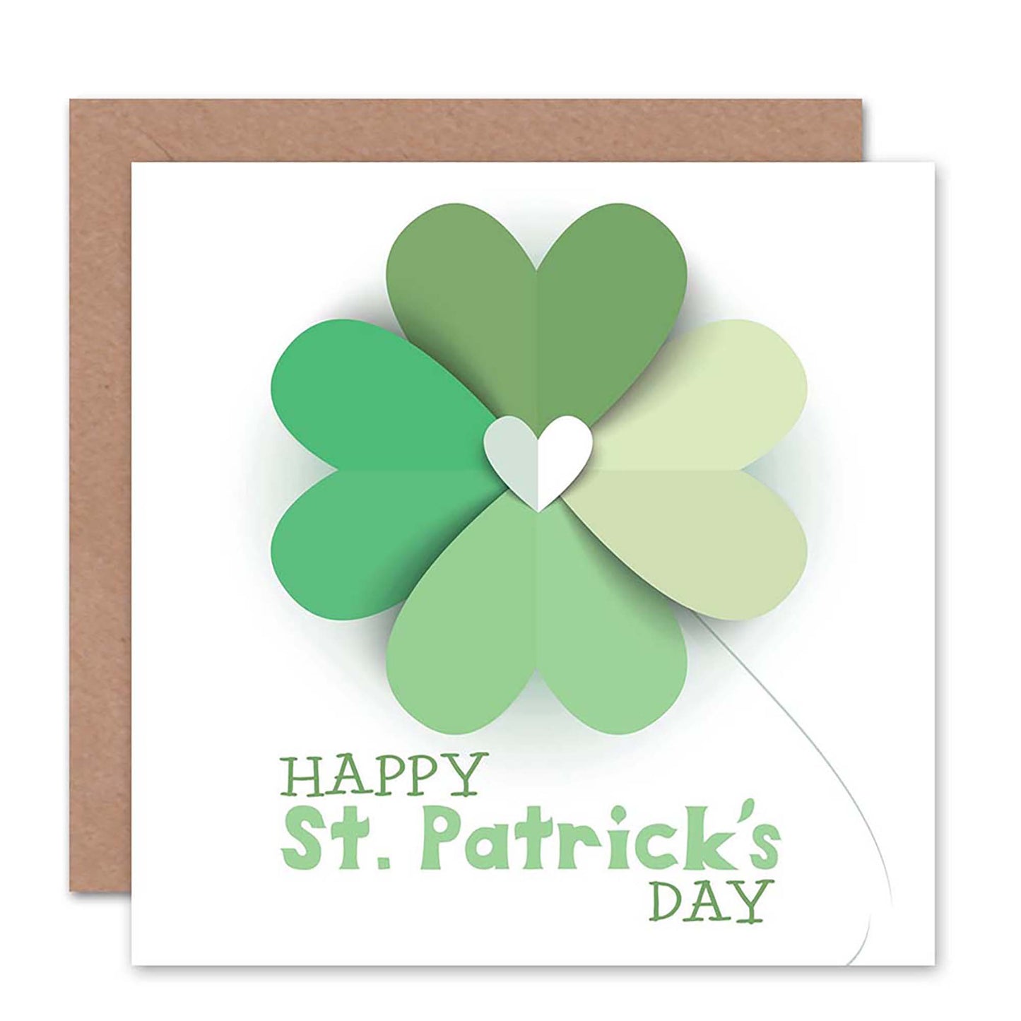 Heart Clover Green St Patrick's Day Card