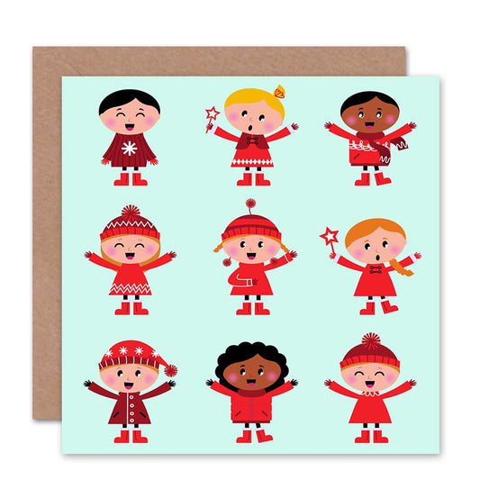 Children in Winter Clothing Christmas Card