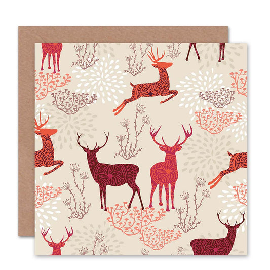 Nature Pattern Deer Christmas Card