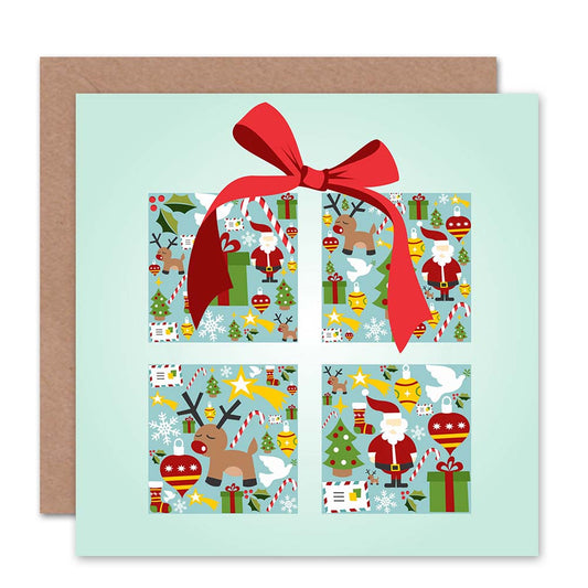 Santa Decorations Present Christmas Card