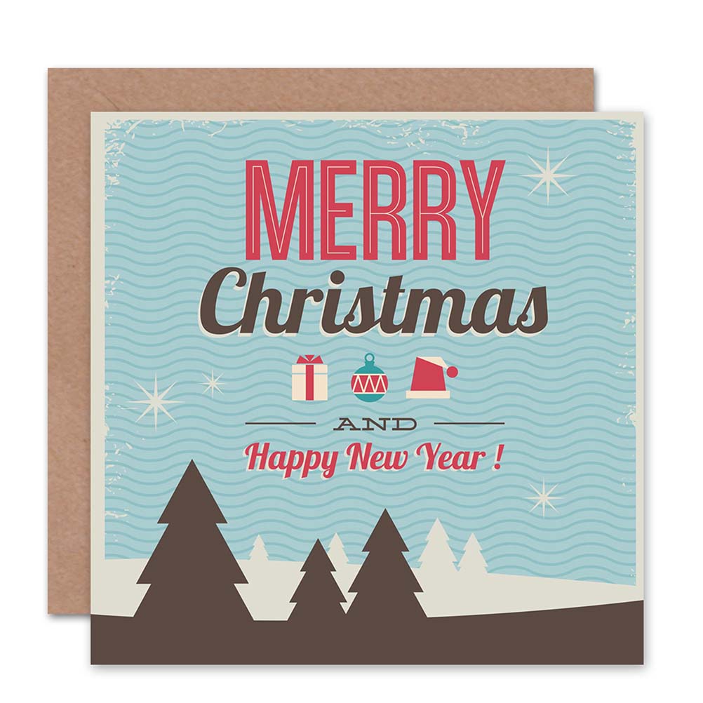 Winter Scene Merry Christmas and Happy New Year Card