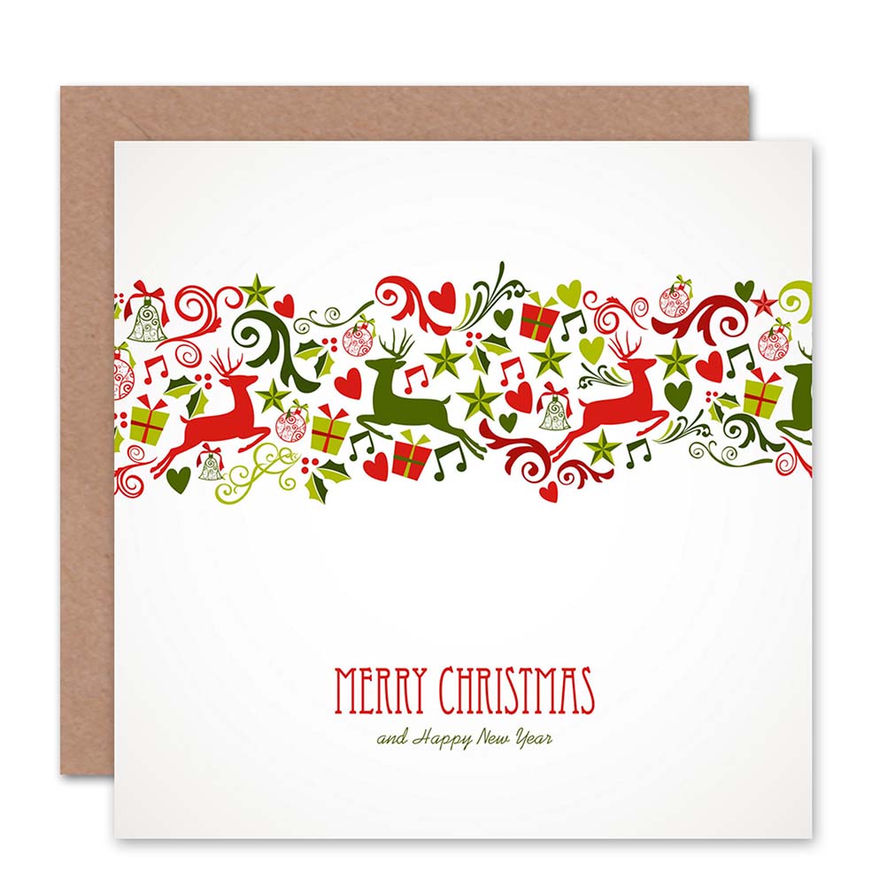 Festive Pattern Deer Gifts New Year and Christmas Card
