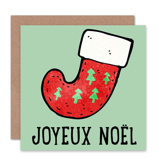 Joyeux Noel Holiday Stocking Christmas Card