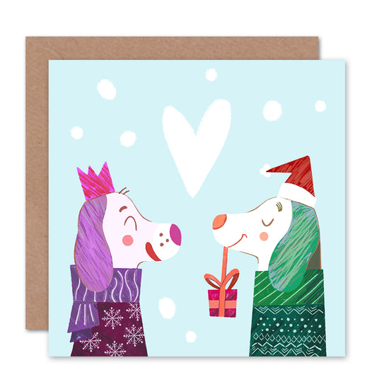 Puppy Love Heart Snow Dog Lover Christmas Card