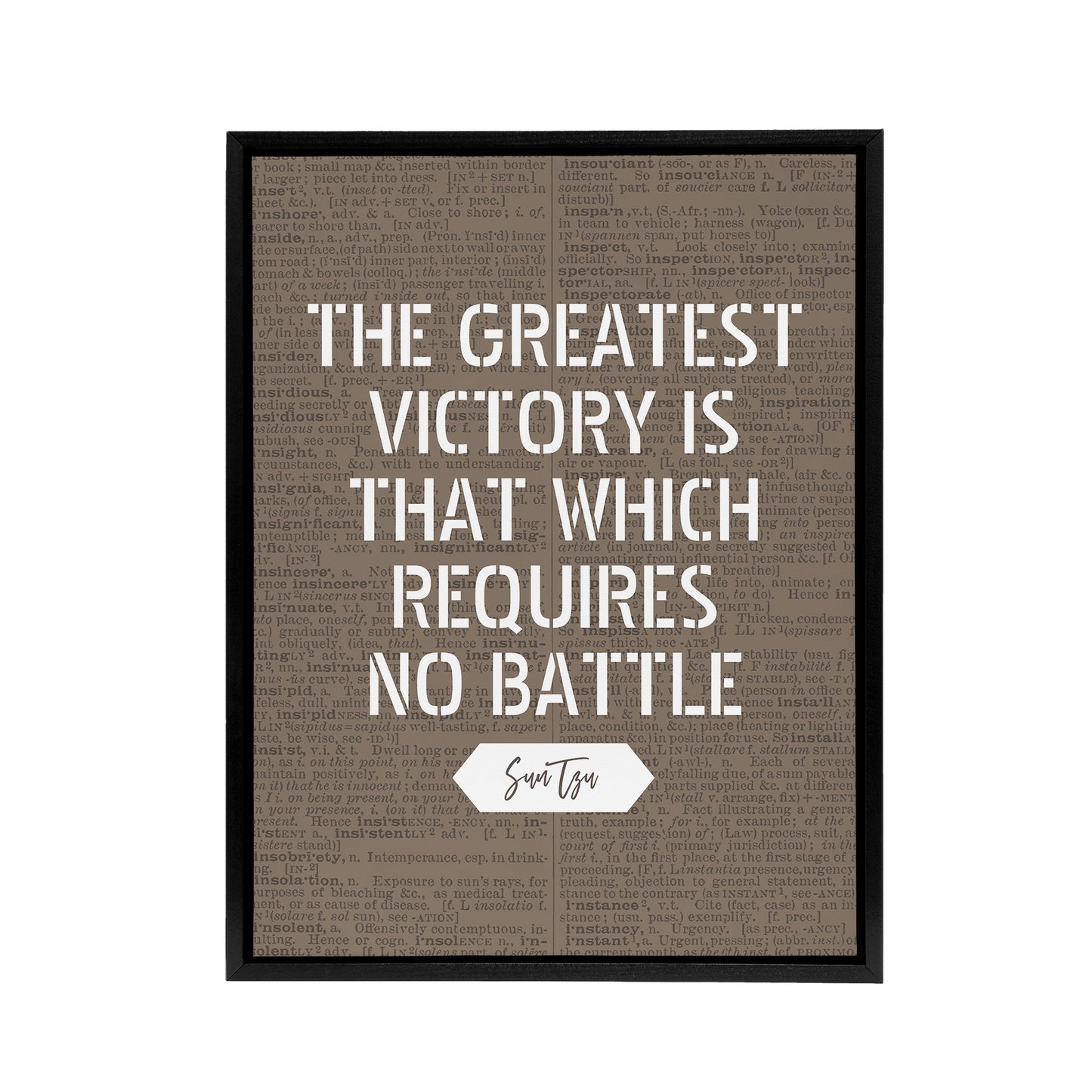 Inspirational Quote Sun Tzu Black Framed Canvas Wall Art Print