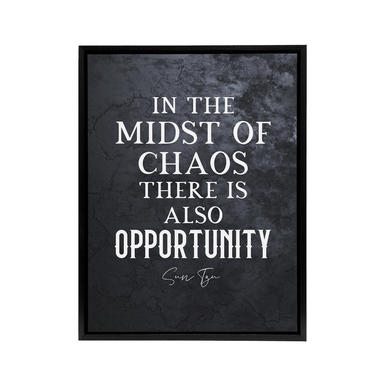 Inspirational Quote Sun Tzu Opportunity Black Framed Canvas Wall Art Print