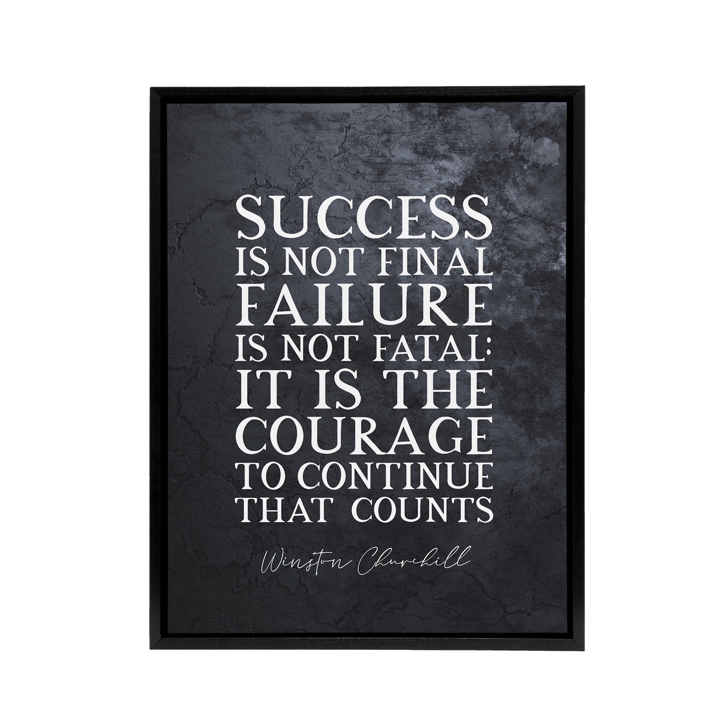 Winston Churchill Slate Quote Black Framed Canvas Wall Art Print