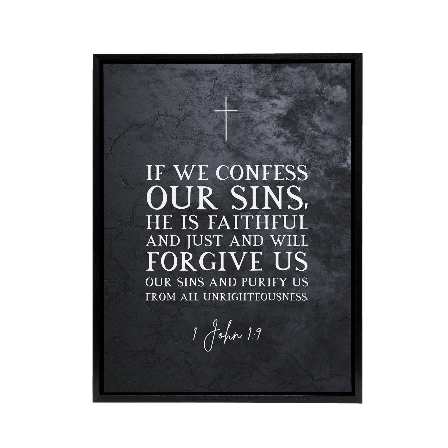 John 9 Forgive Us Our Sins Bible Quote Black Framed Canvas Wall Art Print