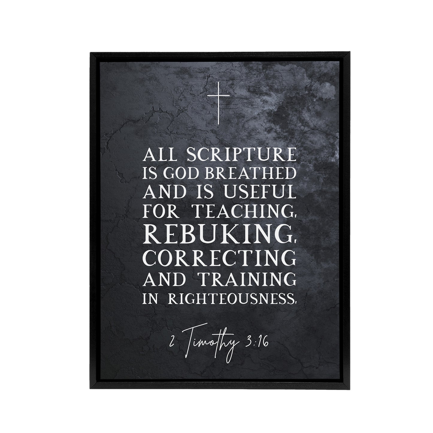 Timothy 3 16 All Scripture Is God Bible Quote Black Framed Canvas Art