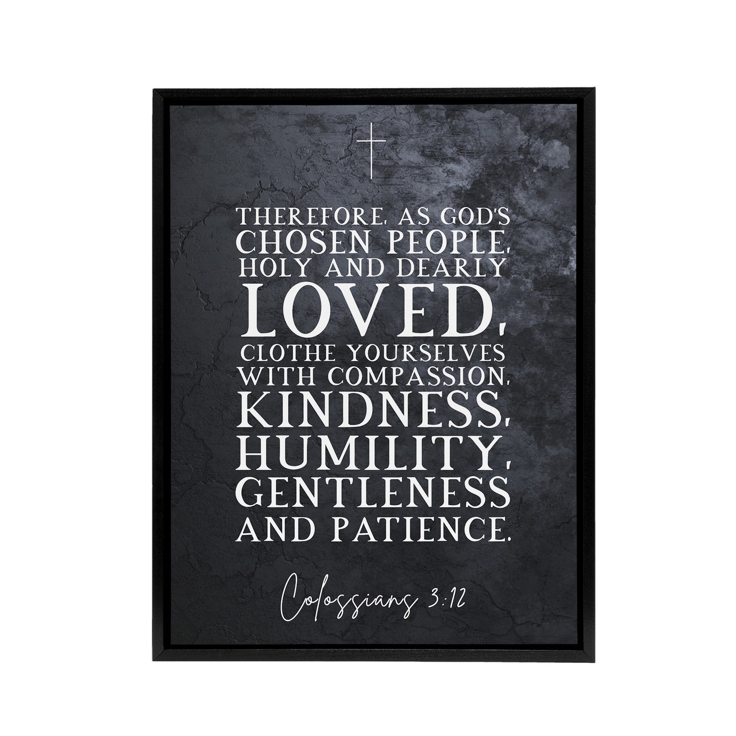 Colossians 3 12 Compassion Bible Quote Black Framed Canvas Wall Art Print