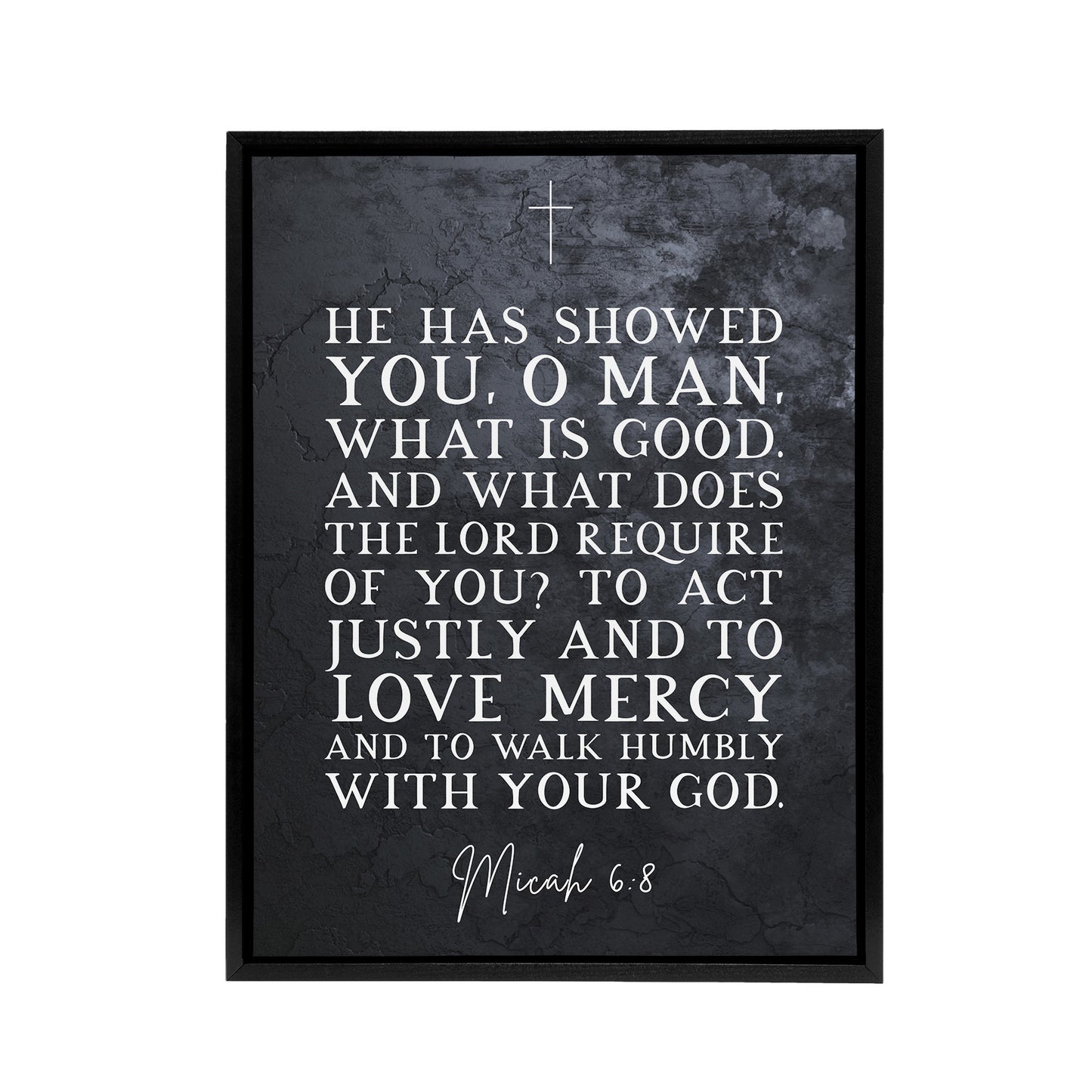 Micah 6 8 Love Mercy Walk Humbly Bible Quote Black Framed Canvas Wall Art
