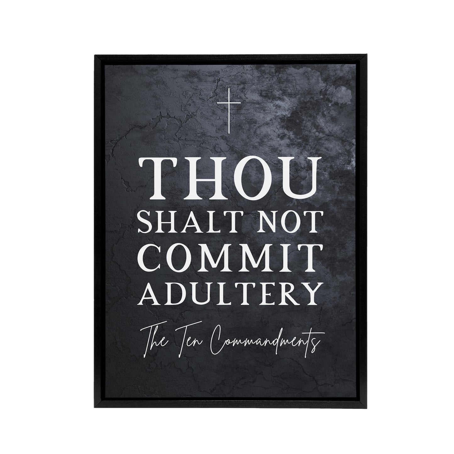Ten Commandments Adultery Bible Quote Black Framed Canvas Wall Art Print