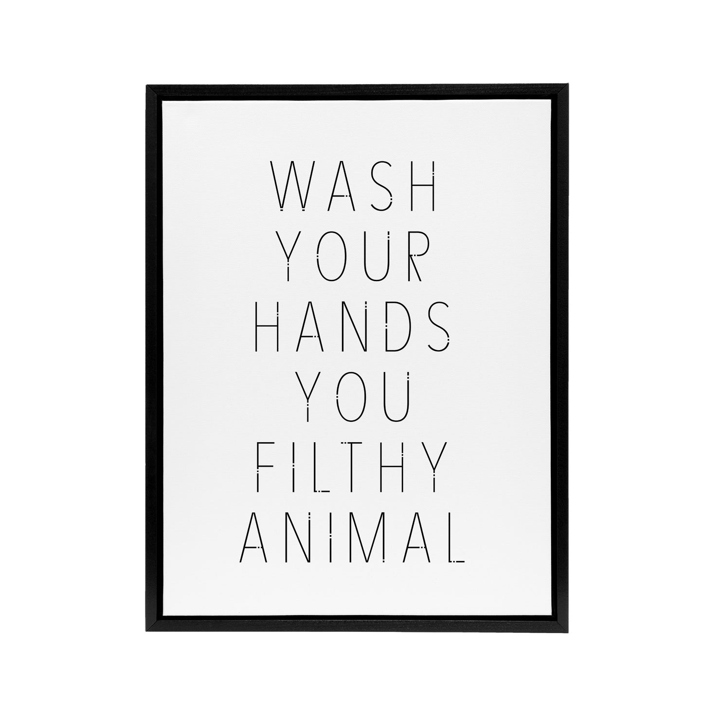 Funny Bathroom Decor Wash Hands White Black Framed Canvas Wall Art Print
