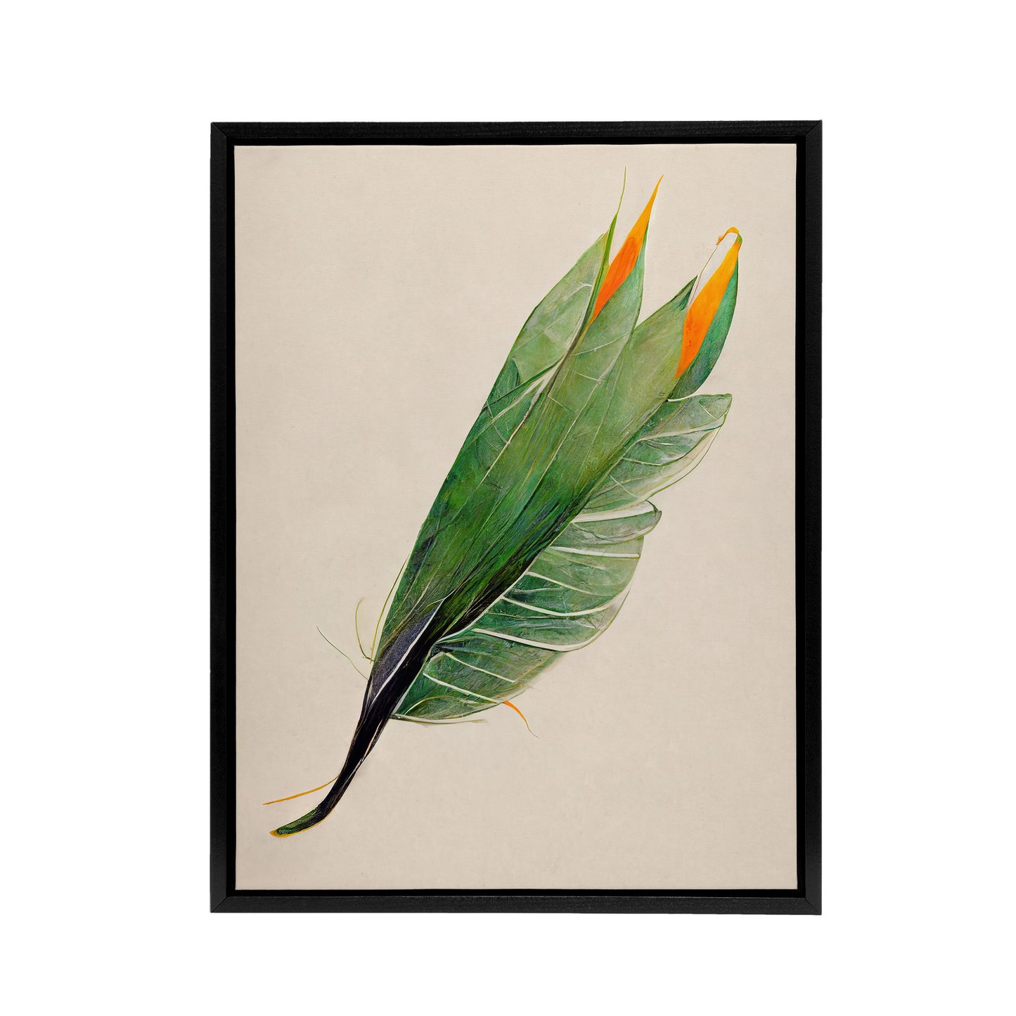 Bird Of Paradise Leaf Botanical Black Framed Canvas Wall Art Print