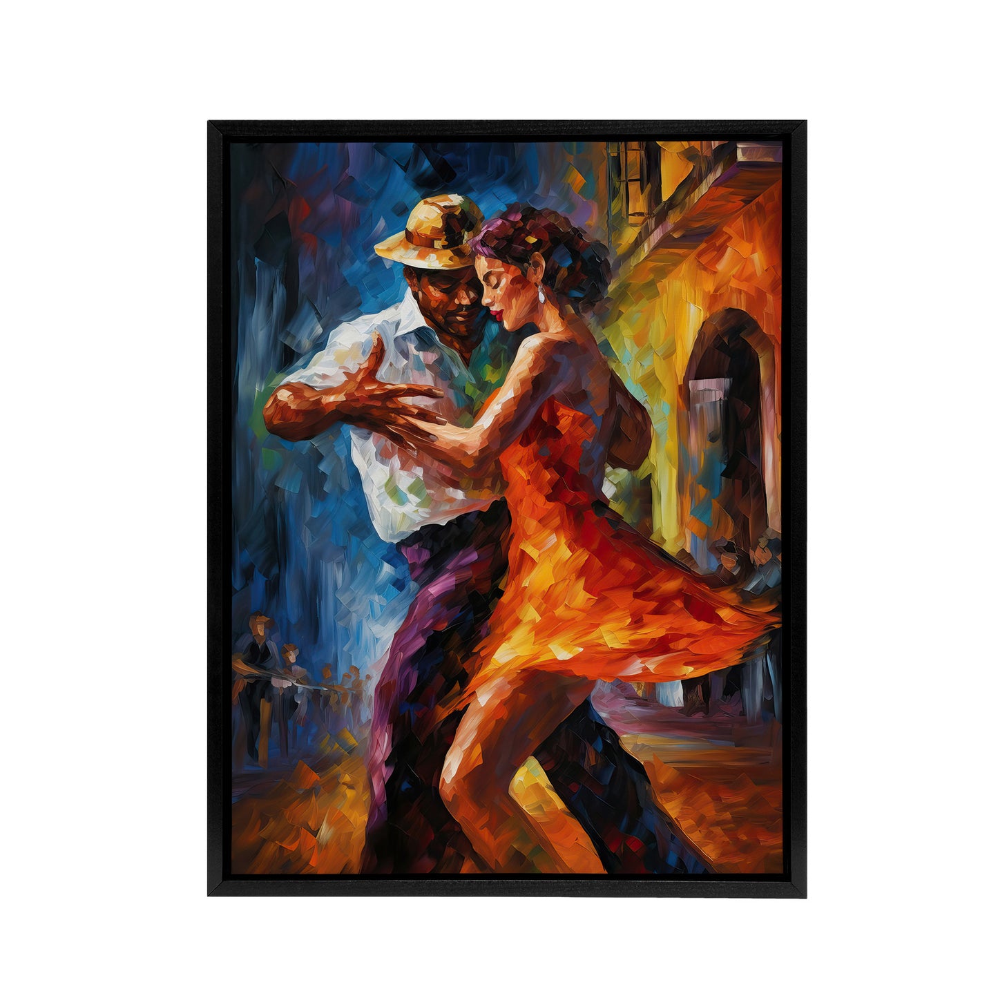 Salsa Street Dance Colourful Dancing Black Framed Canvas Wall Art Print