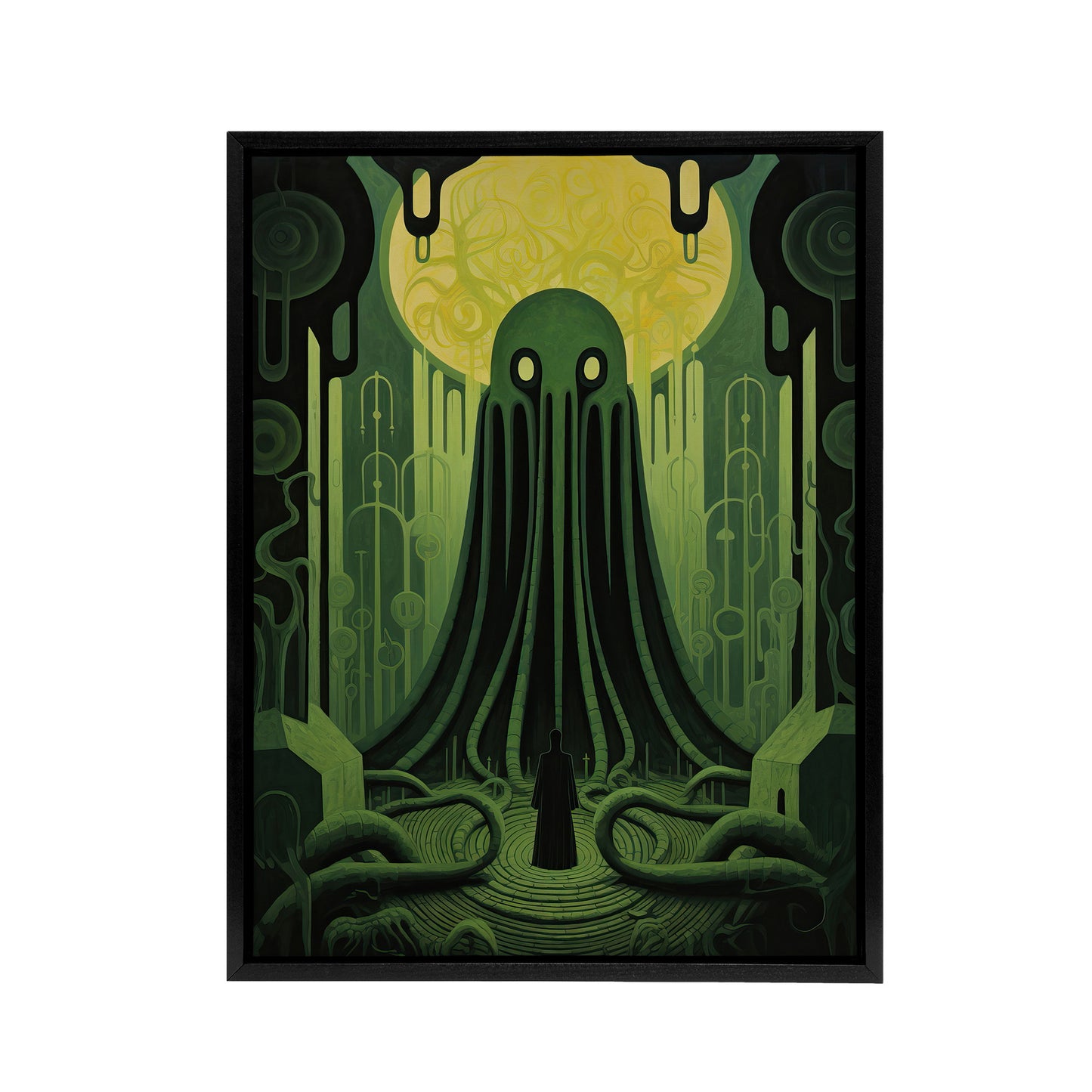 Rise Of Cthulhu Lovecraft Black Framed Canvas Wall Art Print