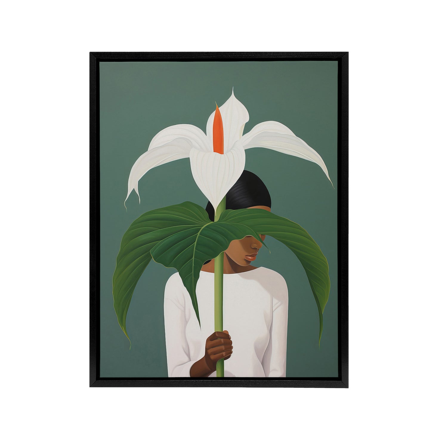 Giant Peace Lily Plant Lover Black Framed Canvas Wall Art Print