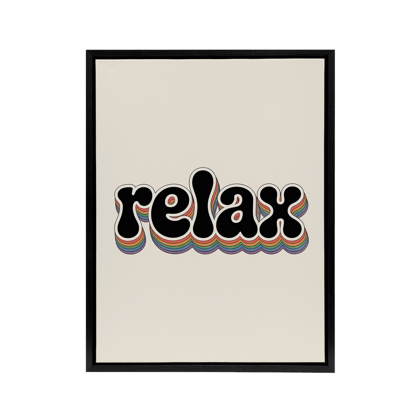 Relax Colourful Retro Rainbow Font Typography Framed Canvas Art Print