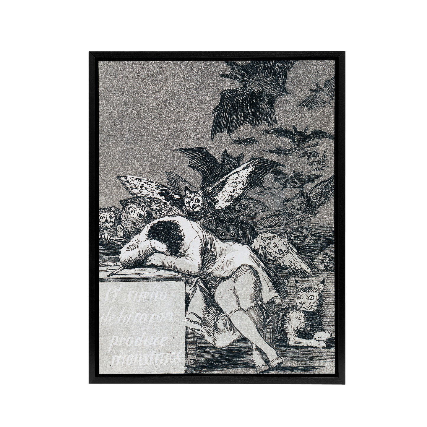 Francisco Goya The Dream Of Reason Black Framed Canvas Wall Art Print