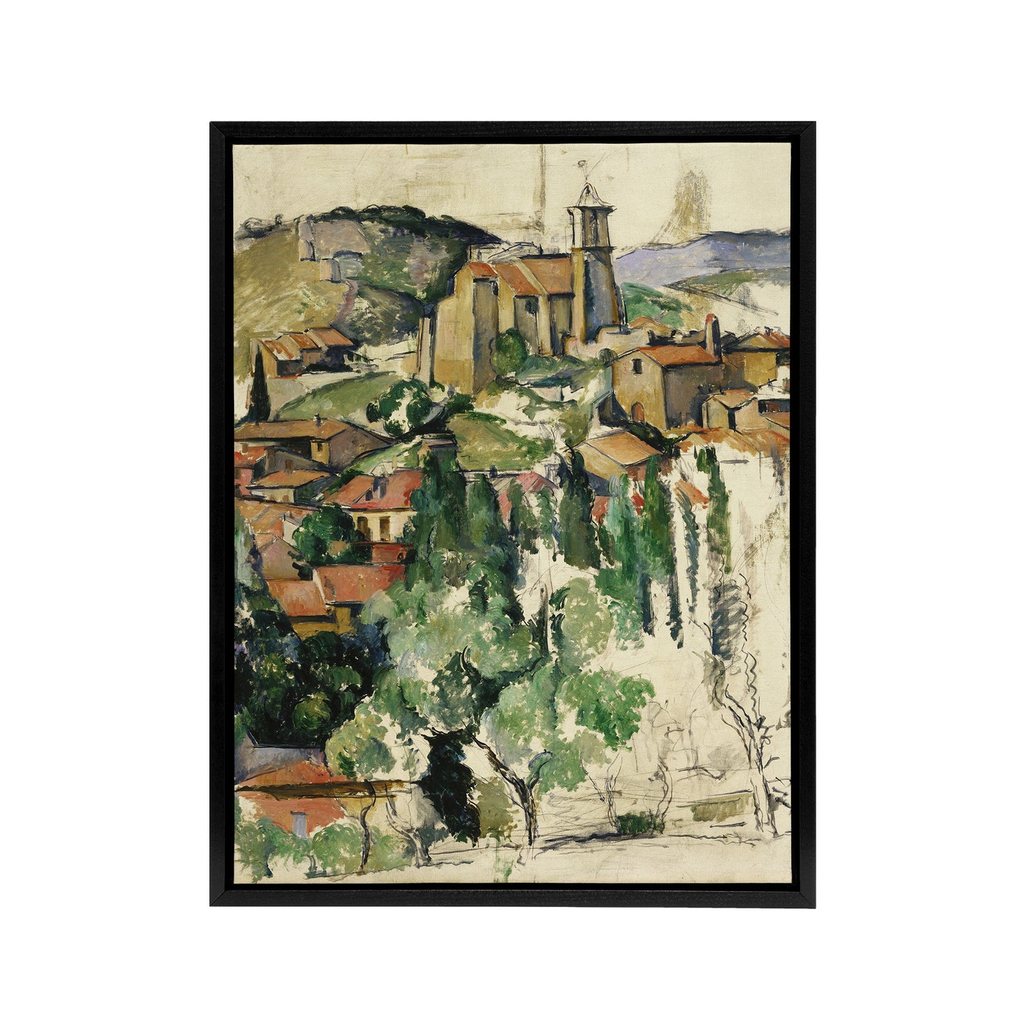 Paul Cezanne The Village Of Gardanne Black Framed Canvas Wall Art Print