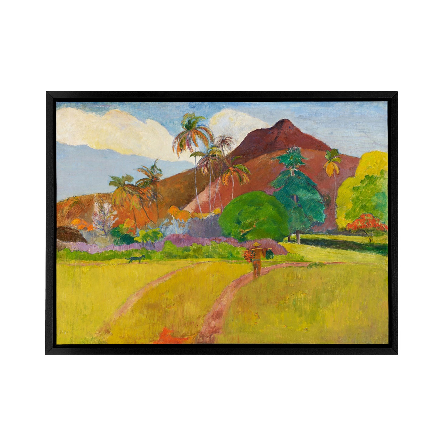 Paul Gauguin Tahitian Landscape Black Framed Canvas Wall Art Print