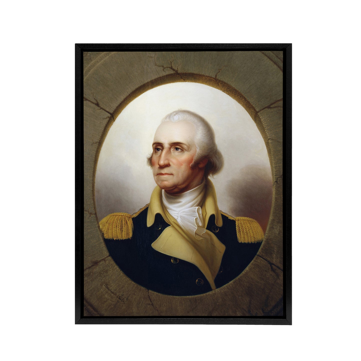 Rembrandt Peale George Washington Black Framed Canvas Wall Art Print