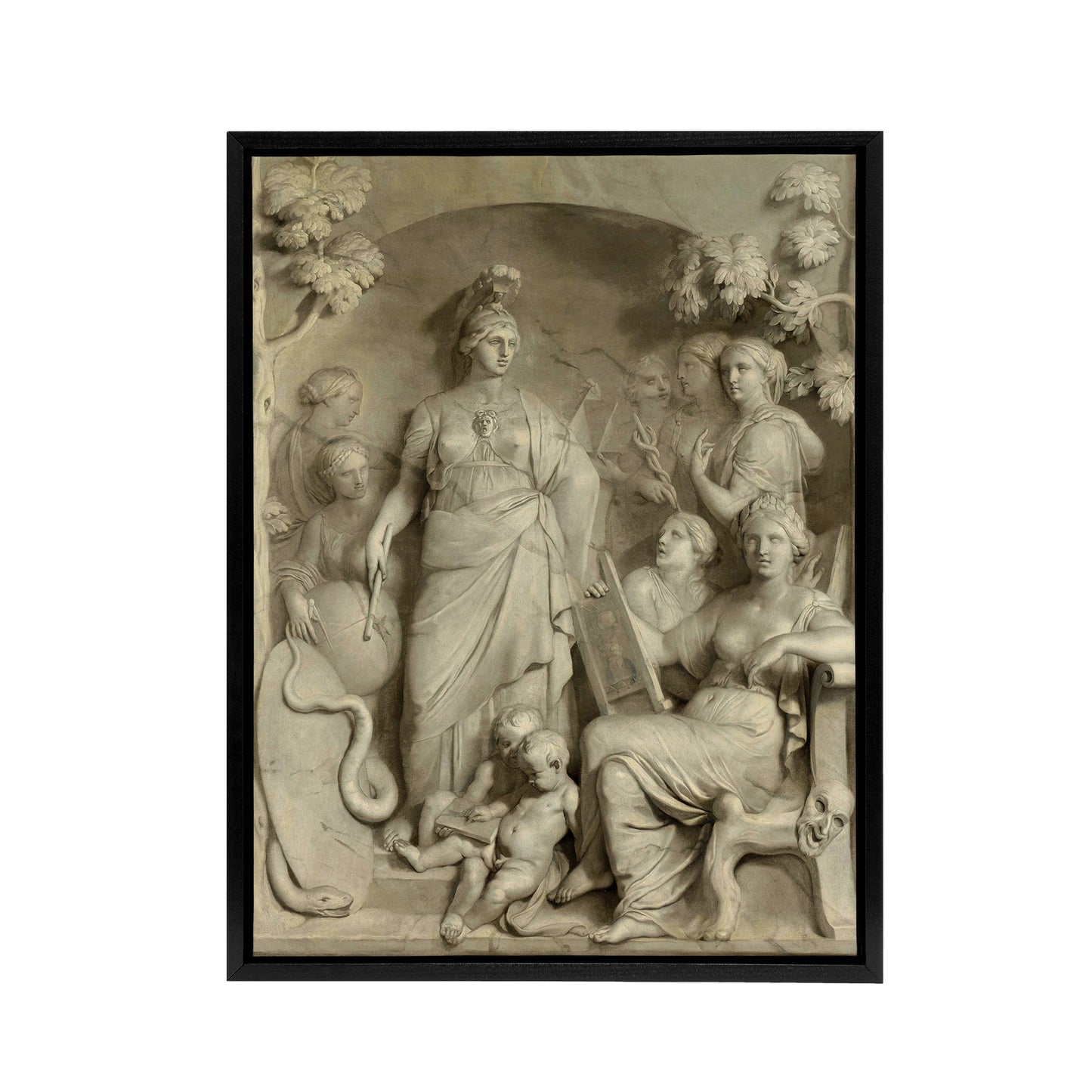 De Lairesse Allegory Of Sciences Black Framed Canvas Wall Art Print